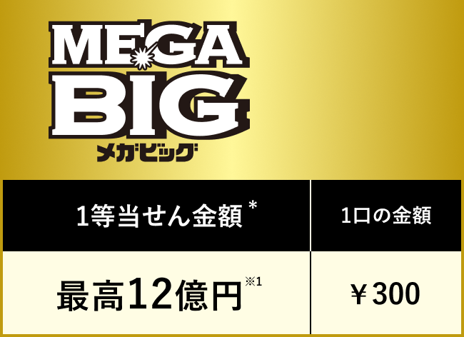 公式】MEGA BIG(メガビッグ)｜くじ史上最高額 1等最高12億円のチャンス！