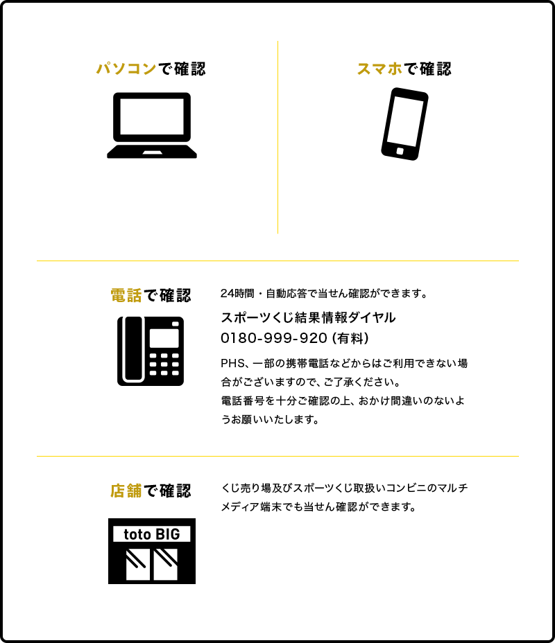 主な当せん確認方法